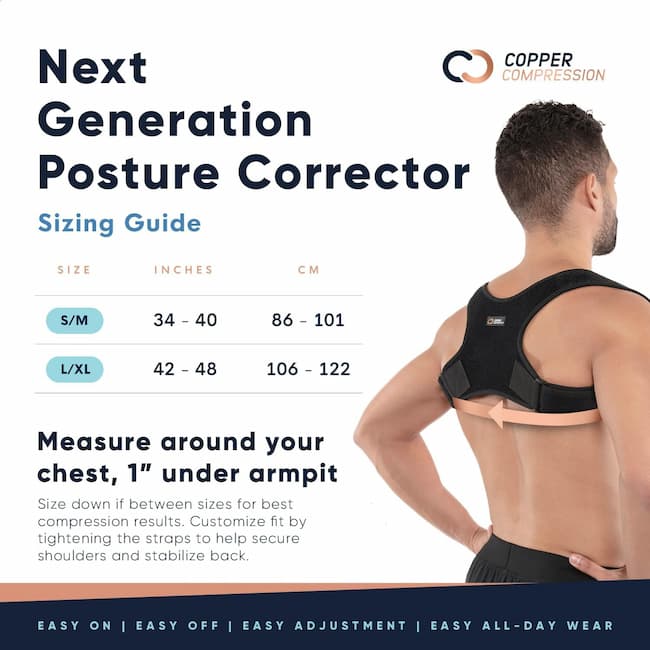 Posture corrector sizing guide